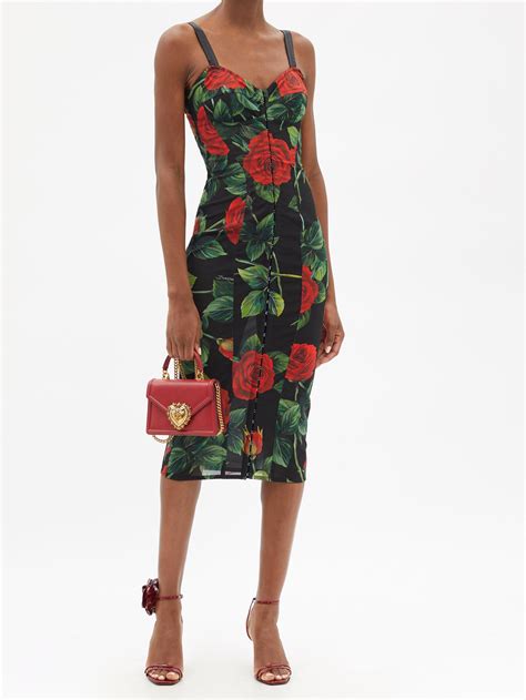 dolce gabbana rose dress free shipping|Dolce & Gabbana red rose dress.